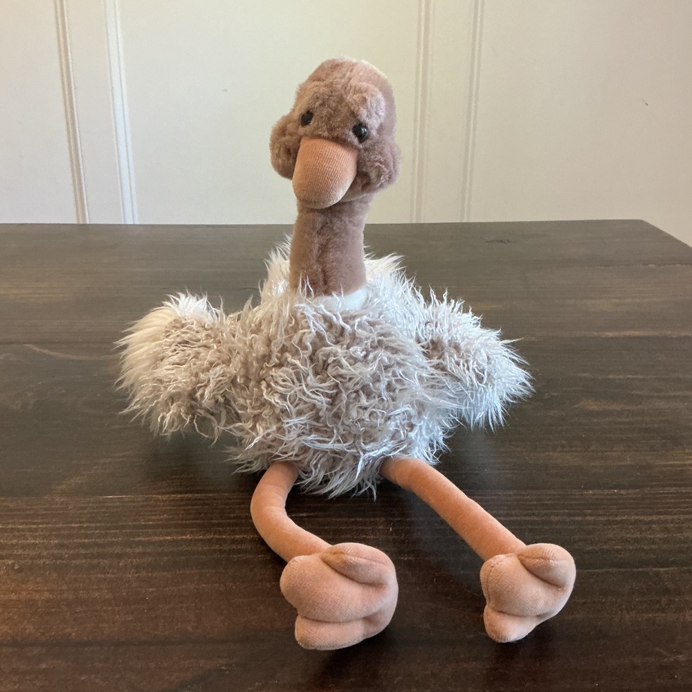 Vintage 1993 Gund Ostrich Plush Shaggy Tan Cream Stuffed Animal Bird 16‎ Inch